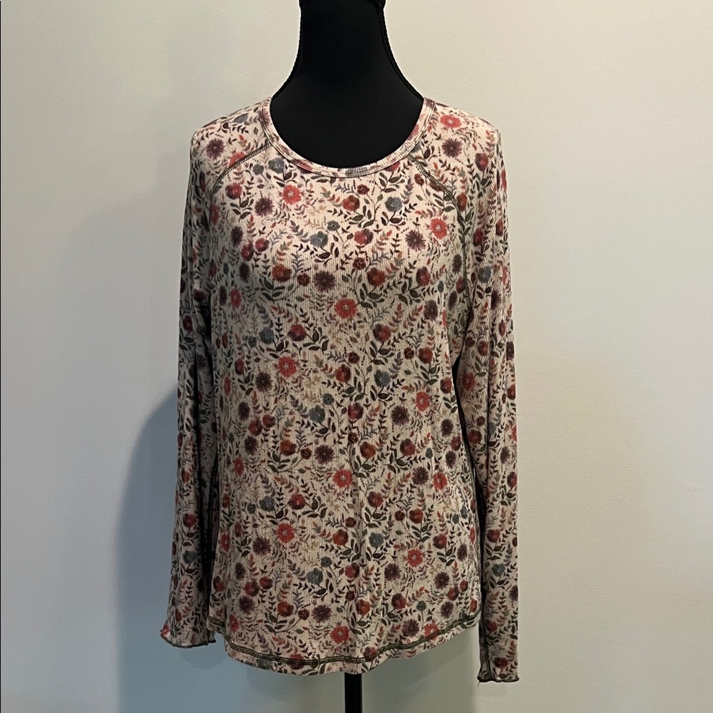 NATURAL LIFE Boho floral print thick long sleeves tee